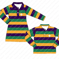 Enfants Mardi Gras Chemise smockée en gros Garçons Cajun Vacances Broderie Vêtements Personnalisés Toddler Boy Polos