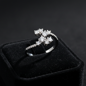 Feiner Eleganter Krappenfassung Zirkon Verlobungsring 925 Sterling Silber 18K Vergoldet Offener Verstellbarer <span class=keywords><strong>Ring</strong></span> Damengeschenk - Product Image 2