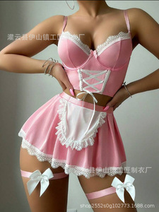 Costume da Cameriera <span class=keywords><strong>Sexy</strong></span> Craftsman B208, Elegante Abbigliamento da Club con Pizzo e Volant, Morbido e Traspirante in Poliestere per Donne, per Serata di Nozze - Product Image 6