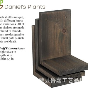 Wooden <b>Wall</b> <b>Mounted</b> Plant Rack Black Rectangle Durable Indoor Living Room Kitchen Display <b>Shelf</b> - Product Image 5