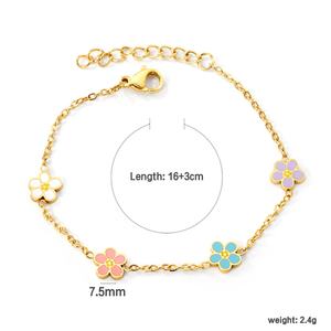 Nouveau bracelet chaîne en acier inoxydable plaqué or 18 carats, anti-ternissement, avec breloques, bijoux minimalistes, bracelet fleur coloré pour femme - Product Image 2