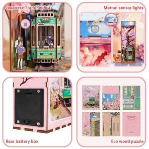 Tonecheer DIY 3D Wooden Puzzle Dollhouse <span class=keywords><strong>Sakura</strong></span>'s Travel Led 3D Puzzle DIY <span class=keywords><strong>Book</strong></span> <span class=keywords><strong>Nook</strong></span> Japan - Product Image 4