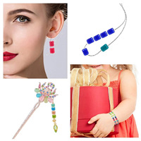 Manik-manik Kaca Lubang Ganda Batu Alam Kalung Gelang Manik-manik TILA DIY Manik-manik Persegi Lepas Aksesoris Bahan Jinhua