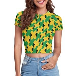 Top corto de cultura Rasta Sexy, ropa de Festival de música de malla de alta elasticidad, estampado de letras de <span class=keywords><strong>Reggae</strong></span> personalizado, camisa de Jamaica a la hora de la primavera - Product Image 2