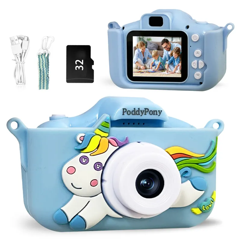 पॉडीपोनी नया मॉडल 2.0 इंच पोर्टेबल किड कैमरा खिलौना कैमरा डिजिटल रंगीन चित्र बच्चों का कैमरा