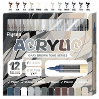 Marqueurs de peinture acrylique à pointe flexible, non toxiques, encre fluide et lisse, couleurs vives, ensemble de 12 couleurs pour loisirs créatifs