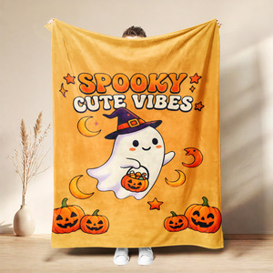 Manta de Franela con Diseño de Fantasma de Dibujos Animados, Ligera y Resistente a la Decoloración, para Siesta en Casa u Oficina, con Impresión Personalizada - Product Image 2