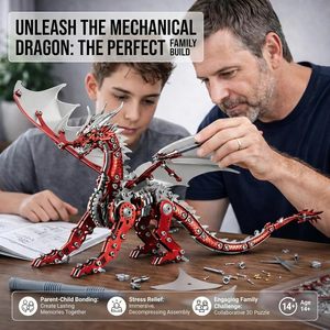 Kit Modello Puzzle 3D in Acciaio Inossidabile di Pterosauro, Scultura Meccanica Steampunk per Adulti, Decorazione per Ufficio e Regalo (Rosso) - Product Image 4