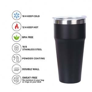 Mug de voyage isotherme à double paroi personnalisé avec logo, 16 oz, tasse thermos à double paroi, gobelet empilable en acier inoxydable de 16 oz avec couvercle - Product Image 5