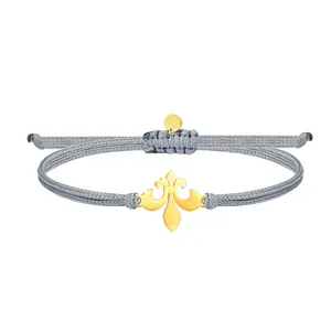 New Arrival braided colorful bracelet string with gold anchor charm