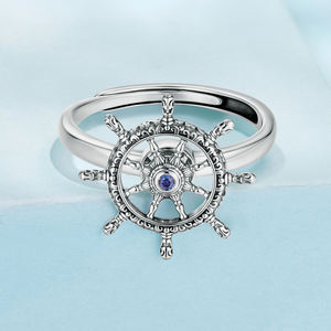 925 argent rotatif volant anneau <span class=keywords><strong>réglable</strong></span> oxydé <span class=keywords><strong>ancre</strong></span> anneau Vintage modèles pour femmes Punk bijoux SCR1141 - Product Image 3