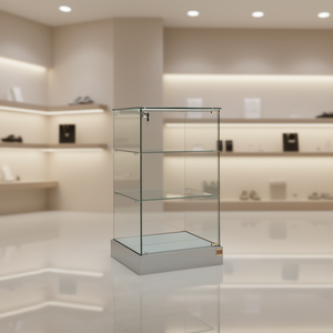 Comptoir Hz 53x46x90 cm gris clair avec porte à charnières verrouillable, 2 étagères et base à roulettes dissimulées - Product Image 3