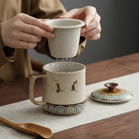 Tasse en céramique créative Dunhuang avec couvercle et filtre, tasse à thé de bureau haut de gamme, tasse à séparation thé et eau