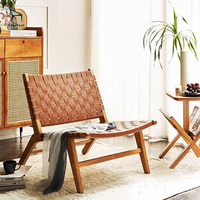 Chaise de salon rétro minimaliste en cuir de selle de cheval pour appartement et villa - Vente en gros