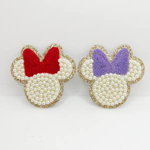 Parche adhesivo de chenilla para la cabeza de <span class=keywords><strong>Minnie</strong></span> Mouse, parche adhesivo con borde brillante de Disney Park - Product Image 5
