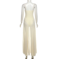Robe d'été sexy à fines bretelles, sans manches, en maille transparente