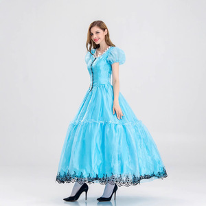 Robe tablier vintage bleue et blanche - Costume classique style Lolita avec tablier pour <span class=keywords><strong>femme</strong></span>, tenue <span class=keywords><strong>de</strong></span> conte <span class=keywords><strong>de</strong></span> <span class=keywords><strong>fées</strong></span> pour tea-party - Product Image 3