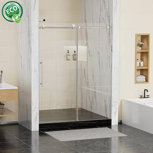 Porte de douche semi-cadre en verre nano facile à nettoyer, finition nickel brossé, directement de l'usine - Product Image 5