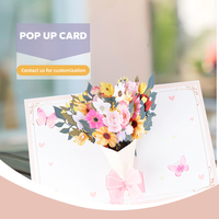 Carte d'anniversaire en gros pour 180e anniversaire avec fleurs 3D pop-up, musique, papier blanc neige, impression offset, cadeaux originaux