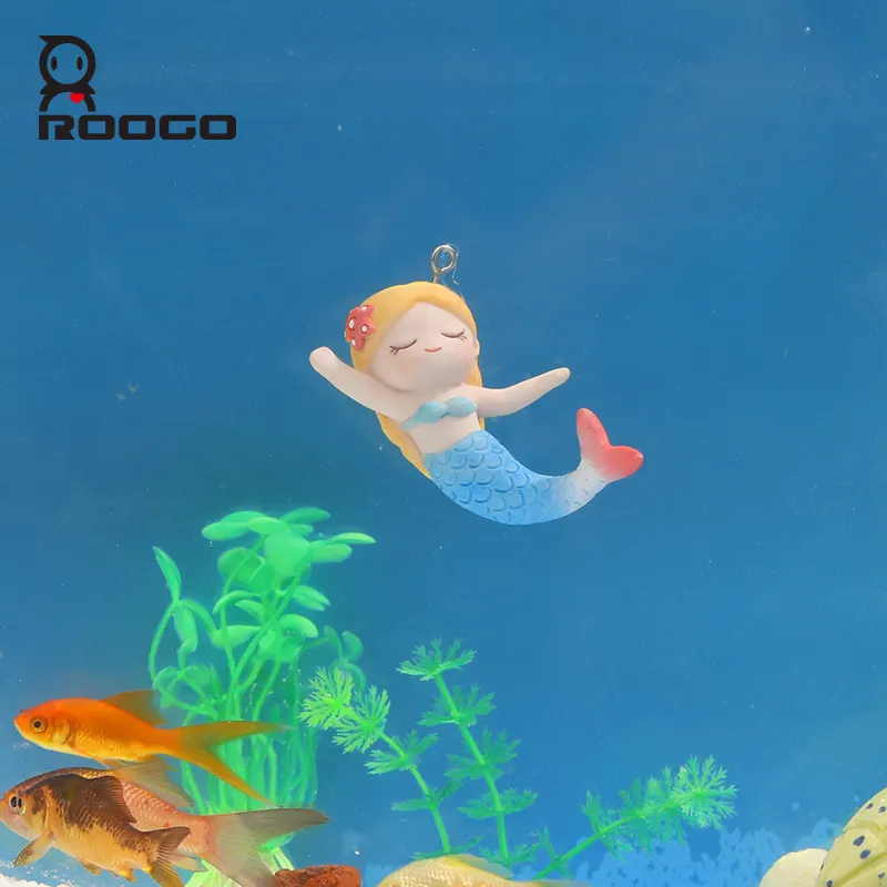 Roogo 2022 Wholesale New Style Fish Tank Landscape Resin Mermaid Type Figurines For Ornamental Fish Aquarium Lovely Decor Gifts