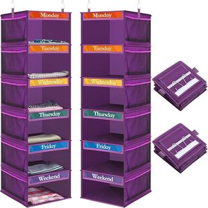 Organizer Lemari Gantung Anak untuk Pakaian Anak-anak Berdasarkan Hari dalam Seminggu, Organizer Kubus Gantung untuk Aktivitas Sehari-hari - Product Image 3