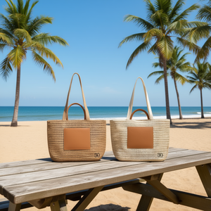 Sac à bandoulière en paille ajouré à double poignée BOLSOS 46x29x13cm – Sac fourre-tout promotionnel - Product Image 3