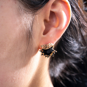 أقراط ذهبية عتيقة مرصعة بالزركون على شكل عباد الشمس، إكسسوارات نسائية متعددة الاستخدامات للحفلات - Product Image 2