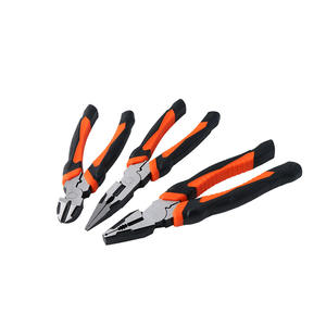 Juego de alicates industriales profesionales 3 en 1 de acero al cromo vanadio con mango naranja, cortadores de alambre, herramientas para electricistas - Product Image 2