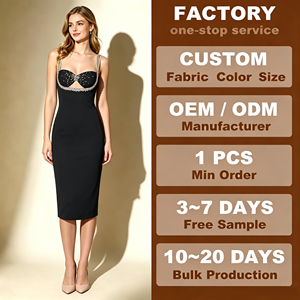 <span class=keywords><strong>Abito</strong></span> da sera midi estivo 2026 nuovo con strass e perline, scollo a cuore, cut-out sul busto, fasciatura e vestibilità aderente per donna - Product Image 1
