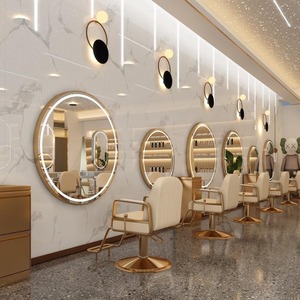 2025 venta de muebles de salón barbería <span class=keywords><strong>espejo</strong></span> especial 90*90cm montaje en pared <span class=keywords><strong>espejo</strong></span> redondo de salón <span class=keywords><strong>con</strong></span> luces LED <span class=keywords><strong>espejo</strong></span> de peluquería - Product Image 1