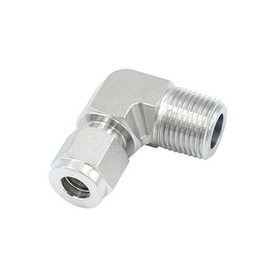 Conector de compresión 316L, codo con rosca externa PT, tubo métrico, curva de 90 grados, conector de alta presión - Product Image 1