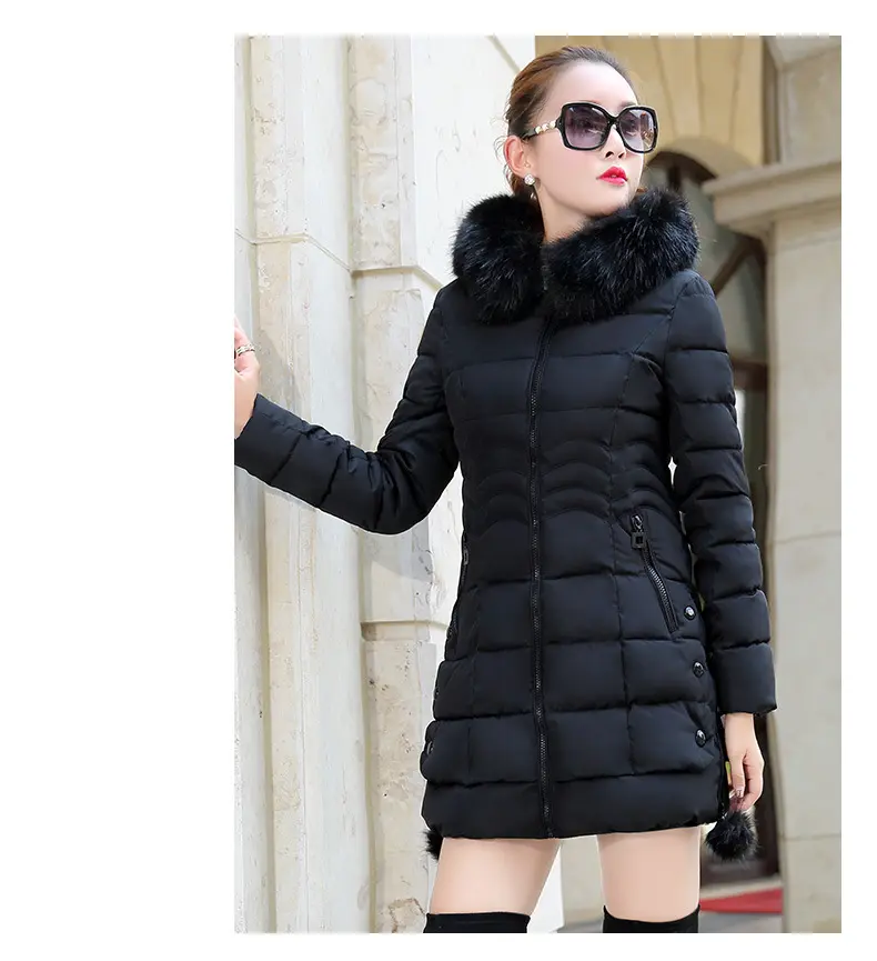 Hot Selling Faux Fur Parkas Women Down Jacket Plus Size Womens chicken Outerwear hooded Winter Coat Female Jacket Cotton padded