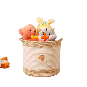 Cesta de Almacenamiento Multiusos de Cuerda de Algodón para Pañales de Bebé, Juguetes de Perro/Gato, Ropa - Diseño Plegable Ecológico para la Habitación de los Niños - Product Image 1