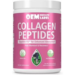 Poudre de peptides de collagène OEM ODM, protéines hydrolysées de qualité alimentaire 300g, complément pour adultes, favorise la santé des cheveux, des ongles, de la peau et des articulations - Product Image 1