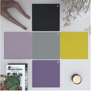 Silicone Heat Insulating Coasters Rectangle Geometric Pattern Kitchen Table Mats Anti Scalding For Teapot Mug Bowl Use - Product Image 2
