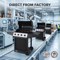 Barbecue à gaz mobile 4 brûleurs avec chariot et thermomètre, idéal pour jardin et fêtes en extérieur – Vente directe usine