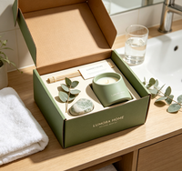 Boîte d'emballage en carton ondulé de style botanique écologique avec logo personnalisé pour ensemble cadeau de diffuseur de parfum en céramique et bâtonnets d'aromathérapie