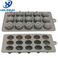 Moule à pâtisserie en silicone 3D en forme de fleur à 15 cavités, réutilisable, multifonction, couleur personnalisée, moule à chocolat