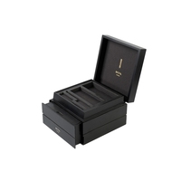 Boîte de rangement modulaire en bois de bambou noir mat, organisateur de bureau multi-tiroirs avec plateaux divisés pour articles divers de cuisine et de table