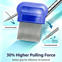 Peigne anti-poux en acier inoxydable à micro-creux et tête spirale XLP-01R, outil de suppression des poux à dents fines pour enfants et adultes, usage domestique, CE RoHS