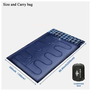 Sac de couchage <span class=keywords><strong>double</strong></span> intérieur en flanelle portable de grande taille pour le camping par temps chaud et <span class=keywords><strong>froid</strong></span> avec 2 oreillers amovibles - Product Image 3