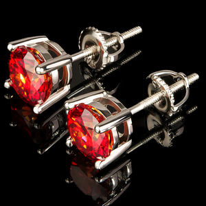 Boucles d'oreilles clous en argent sterling 925 plaqué or 18 carats, serties de moissanite ronde VVS, style hip-hop tendance, pour hommes et femmes, 0,5 ct et 1 ct - Product Image 1