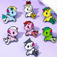 Broche Mignonne en Métal Motif Poney Arc-en-ciel de Dessin Animé, Badge Commémoratif, Autocollant Téléphone en Métal Forme Licorne Sirène, Vente en Gros Personnalisée