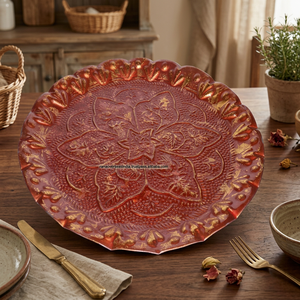 Assiette Thali en aluminium écologique avec un design traditionnel en relief, forme ronde, ensemble de vaisselle - Product Image 3