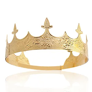 Королевская Золотая Корона Королевский принц винтажная Корона реквизит на день рождения Регулируемая Мужская тиара