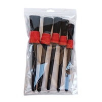 Ensemble de 5 brosses de détaillage automobile pour les fentes, le lavage de voiture et le nettoyage des pneus avec poils doux, modèle XJS01