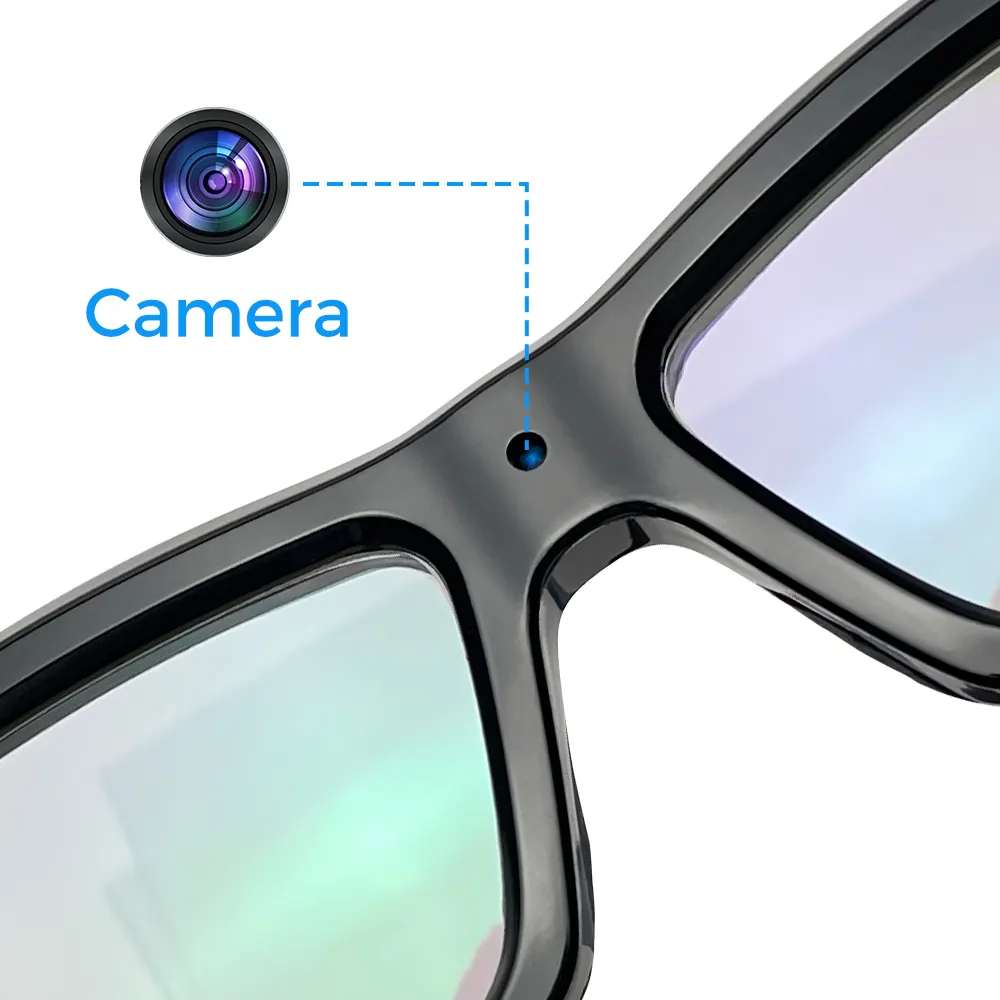 Óculos inteligentes sem fio BT4.0 Sport Wifi, óculos com microfone e câmera HD 1080P de alta qualidade com câmera