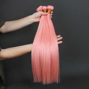 Fasci di trama dritte con ossa di colore rosa di alta qualità a lunghezza intera 100% estensioni di capelli umani russi - Product Image 5