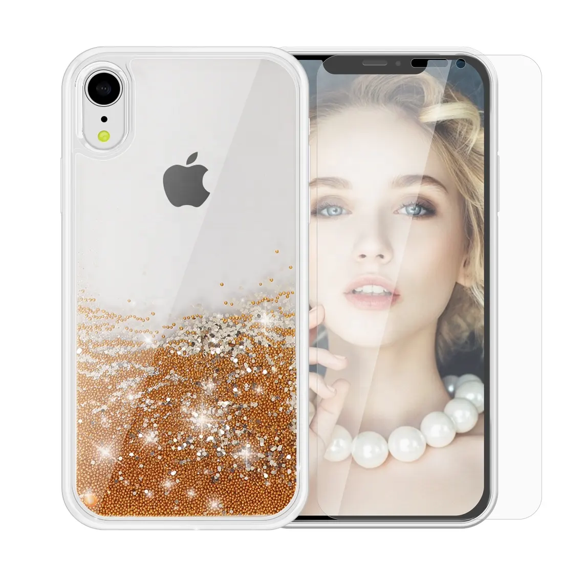 Soft DIY Luxury Custom Liquid Heart Sand Bling Gold Glitter Bubble Floating Quicksand Mobile Phone Case For iPhone 12 Pro Max