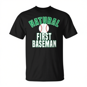 Camiseta de béisbol Natural First Baseman para mujer, negra, de manga corta, cuello redondo, diseño deportivo - Product Image 2